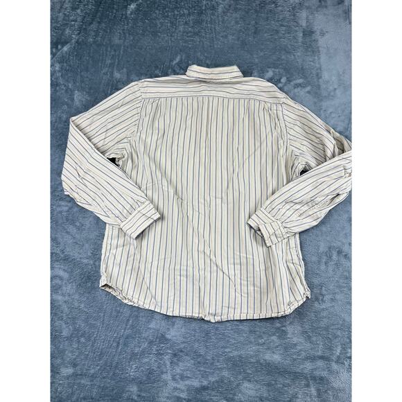 Men's Lucky Brand yellow blue striped dress shirt large excellent - Picture 2 of 9